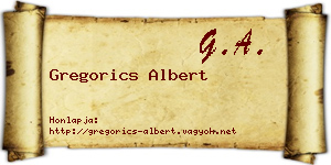 Gregorics Albert névjegykártya